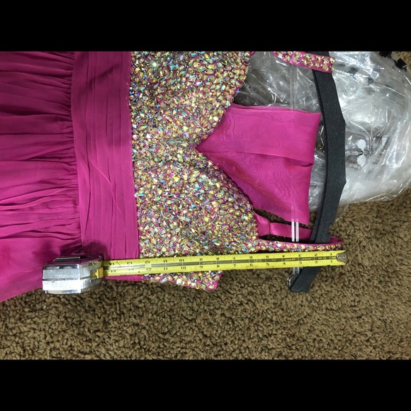 COLORS Pink Bedazzled Homecoming Dress - Picture 6 of 7